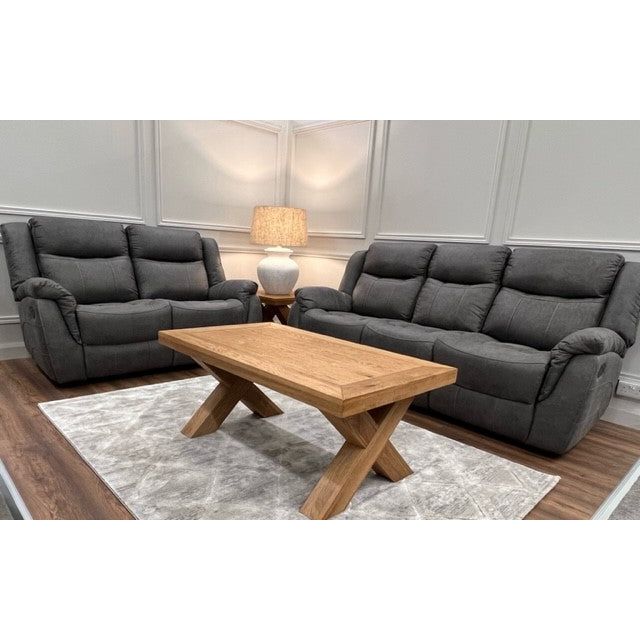 Nevada Reclining  Sofa Range - Dark Grey Suede Fabric