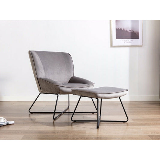 Jolene Chair & Stool Grey Velvet