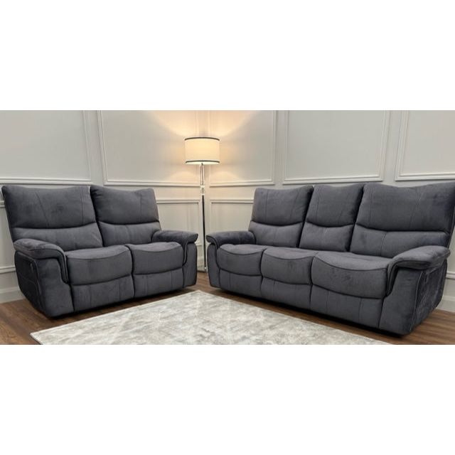 Portland Reclining  Sofa Range - Dark Grey Fabric