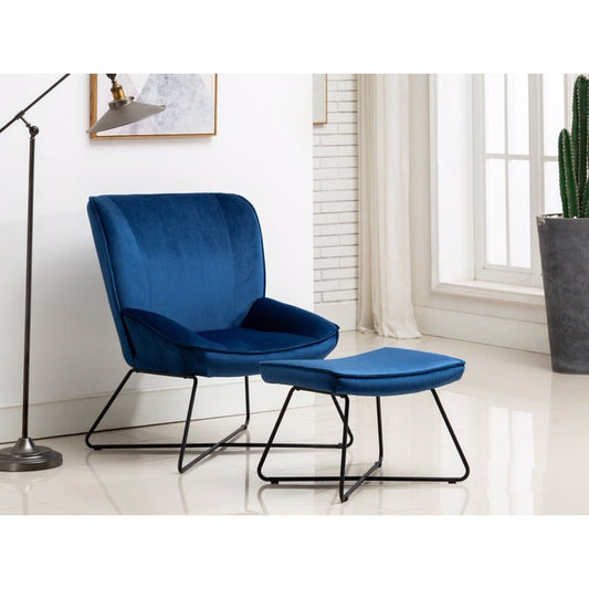 Jolene Chair & Stool Blue Velvet