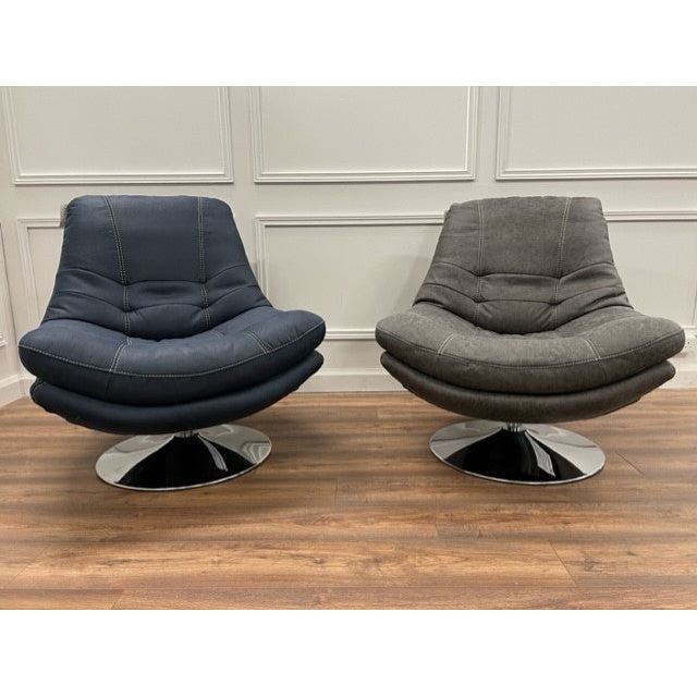 Zoey Accent Swivel Chair & Stool - Denim