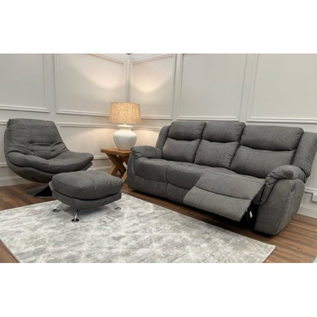 Nevada Reclining  Sofa Range - Dark Grey Suede Fabric