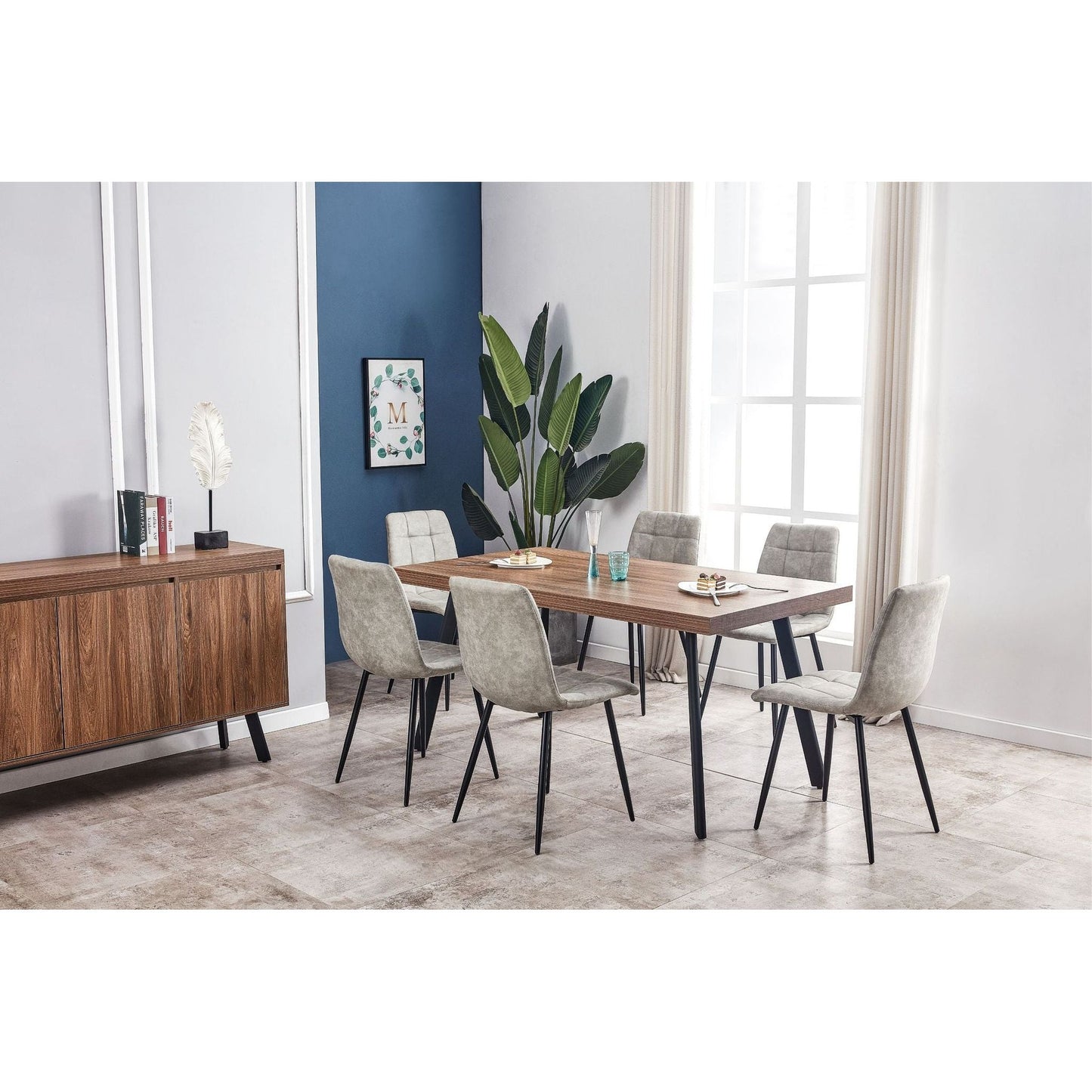 Freddy  Dining Table 1.6m Set  - Walnut